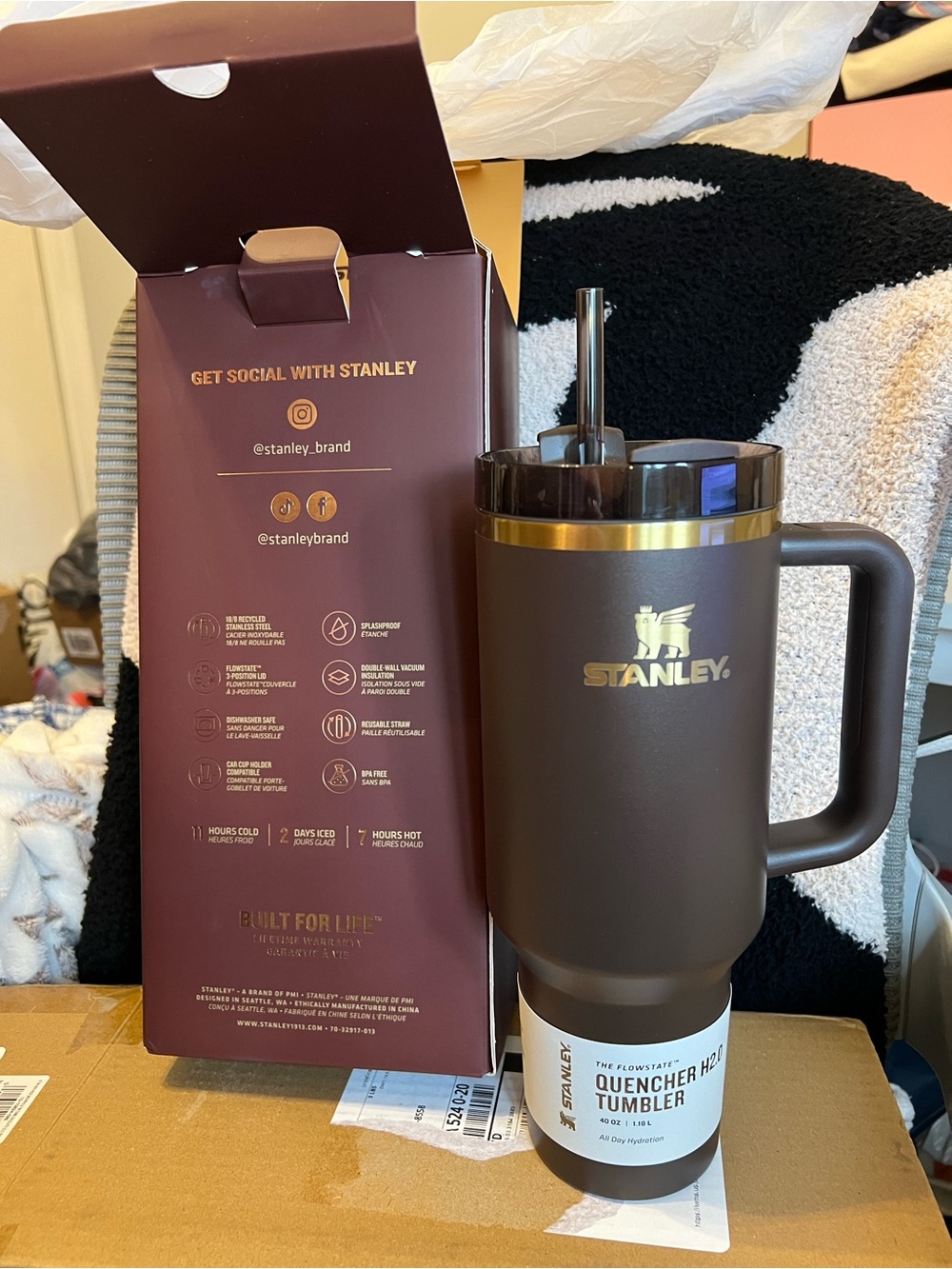 Stanley FlowState H2.O Limited Edition Chocolate Gold 40oz Quencher Tumbler NIB